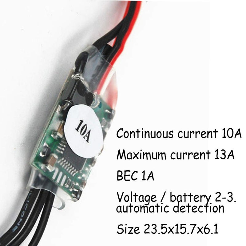 Acxico 1Pcs 10A Brushless ESC Speed Controller With 1A BEC For RC Airplane - Image 2